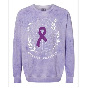 Epilepsy Awareness Ribbon Purple Epilepsy Brain Grahpic Colorblast Crewneck Sweatshirt