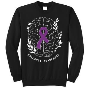 Epilepsy Awareness Ribbon Purple Epilepsy Brain Grahpic Sweatshirt