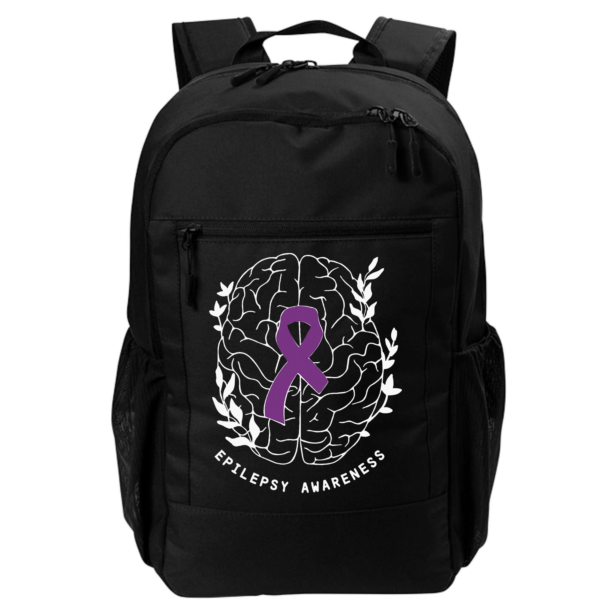 Epilepsy Awareness Ribbon Purple Epilepsy Brain Grahpic Backpack
