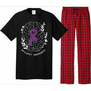 Epilepsy Awareness Ribbon Purple Epilepsy Brain Grahpic Pajama Set