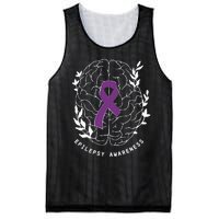 Epilepsy Awareness Ribbon Purple Epilepsy Brain Grahpic Mesh Reversible Basketball Jersey Tank