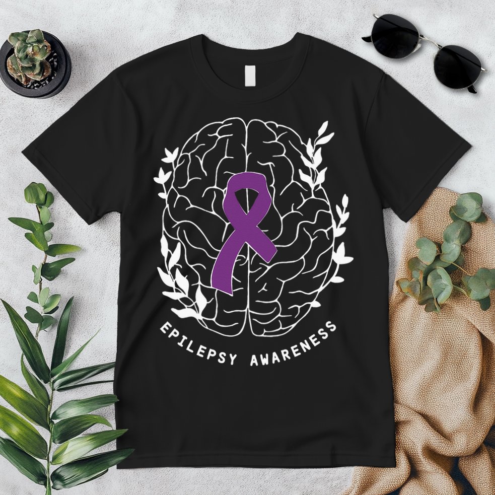 Epilepsy Awareness Ribbon Purple Epilepsy Brain Grahpic Premium T-Shirt