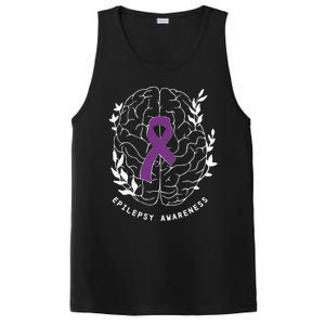 Epilepsy Awareness Ribbon Purple Epilepsy Brain Grahpic PosiCharge Competitor Tank