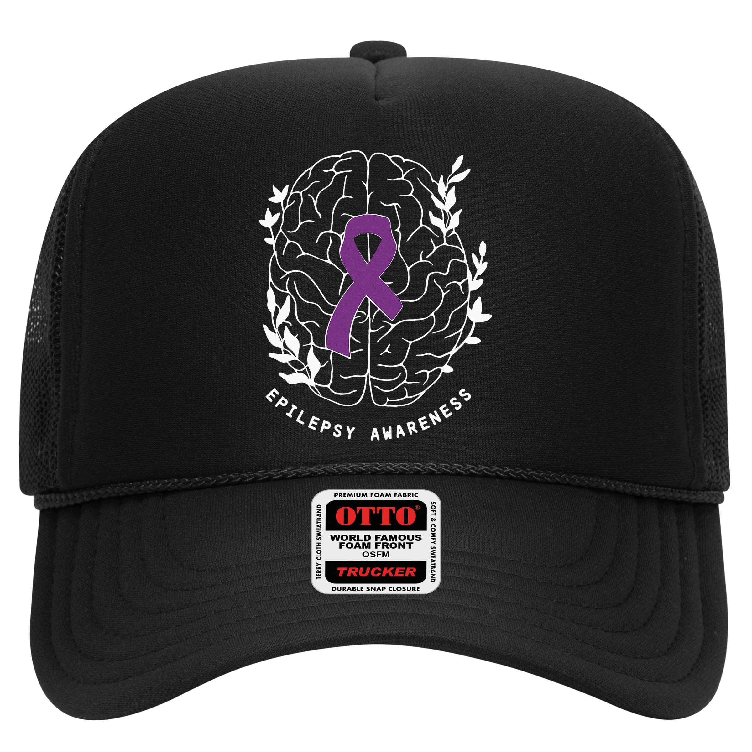 Epilepsy Awareness Ribbon Purple Epilepsy Brain Grahpic Hat