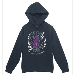 Epilepsy Awareness Ribbon Purple Epilepsy Brain Grahpic Urban Pullover Hoodie