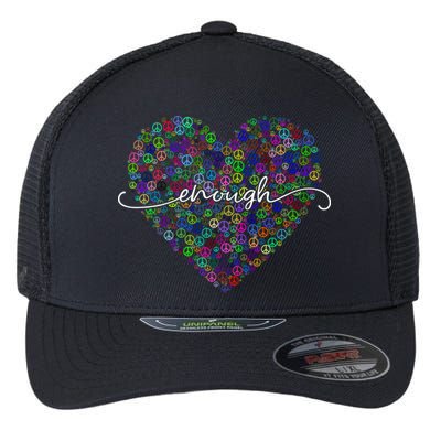 Enough Awareness Rainbow Peace Heart Flexfit Unipanel Trucker Cap