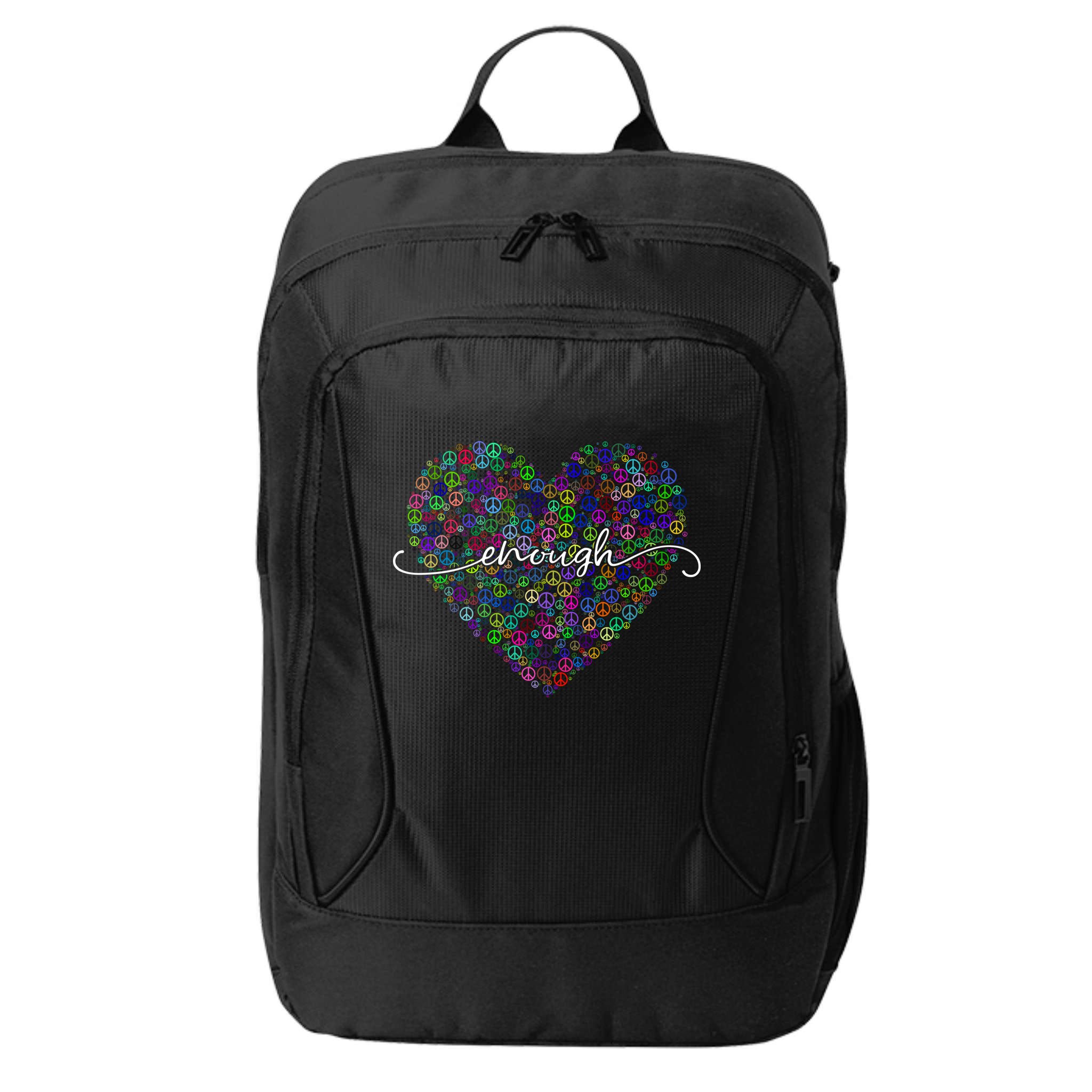 Enough Awareness Rainbow Peace Heart City Backpack