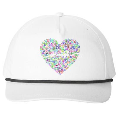 Enough Awareness Rainbow Peace Heart Snapback Five-Panel Rope Hat