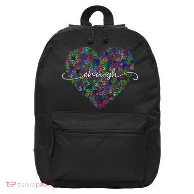 Enough Awareness Rainbow Peace Heart 16 in Basic Backpack