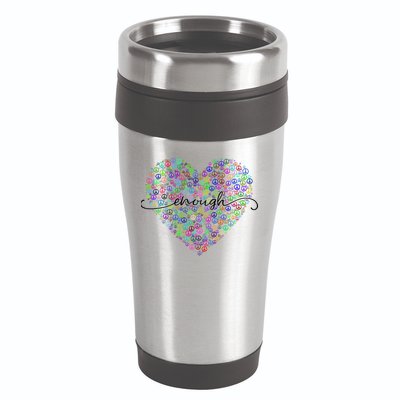 Enough Awareness Rainbow Peace Heart 16oz Travel Tumbler