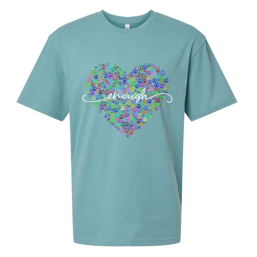 Enough Awareness Rainbow Peace Heart Sueded Cloud Jersey T-Shirt