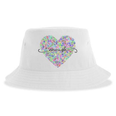 Enough Awareness Rainbow Peace Heart Sustainable Bucket Hat