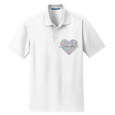 Enough Awareness Rainbow Peace Heart Dry Zone Grid Polo