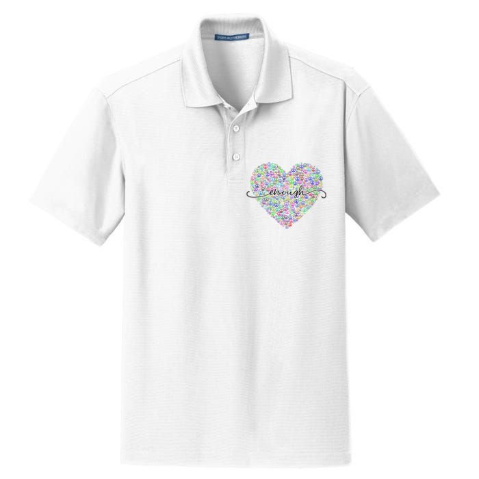 Enough Awareness Rainbow Peace Heart Dry Zone Grid Polo