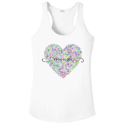 Enough Awareness Rainbow Peace Heart Ladies PosiCharge Competitor Racerback Tank