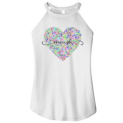 Enough Awareness Rainbow Peace Heart Women’s Perfect Tri Rocker Tank