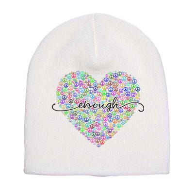 Enough Awareness Rainbow Peace Heart Short Acrylic Beanie