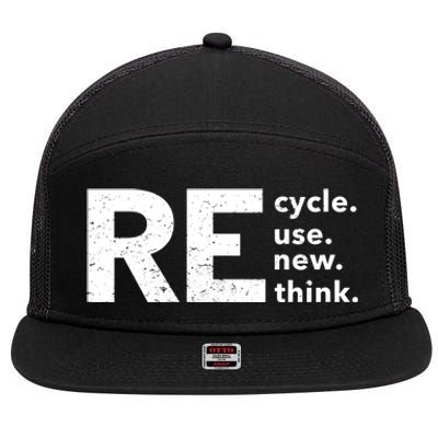 Environmental Activism Recycle Reuse Renew Rethink Crisis 7 Panel Mesh Trucker Snapback Hat