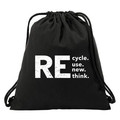 Environmental Activism Recycle Reuse Renew Rethink Crisis Drawstring Bag