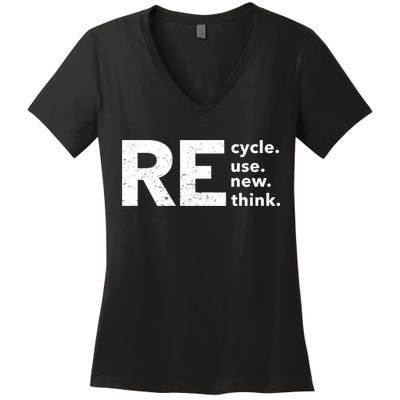 Environmental Activism Recycle Reuse Renew Rethink Crisis Women's V-Neck T-Shirt
