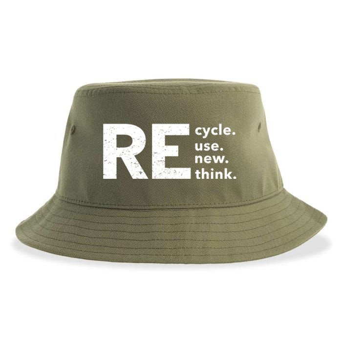 Environmental Activism Recycle Reuse Renew Rethink Crisis Sustainable Bucket Hat