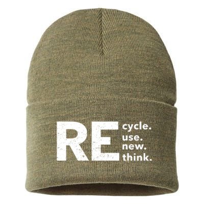 Environmental Activism Recycle Reuse Renew Rethink Crisis Sustainable Knit Beanie