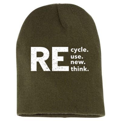 Environmental Activism Recycle Reuse Renew Rethink Crisis Short Acrylic Beanie