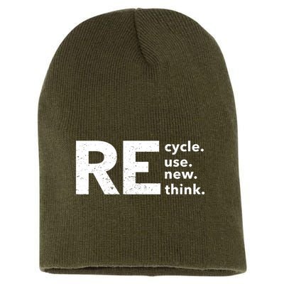 Environmental Activism Recycle Reuse Renew Rethink Crisis Short Acrylic Beanie