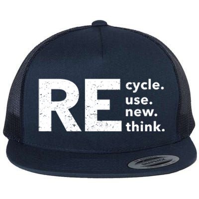 Environmental Activism Recycle Reuse Renew Rethink Crisis Flat Bill Trucker Hat