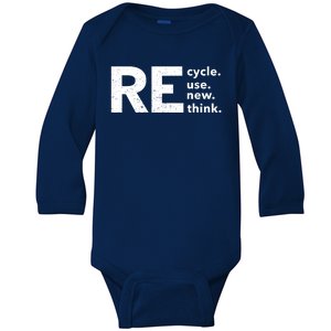 Environmental Activism Recycle Reuse Renew Rethink Crisis Baby Long Sleeve Bodysuit