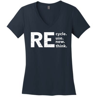 Environmental Activism Recycle Reuse Renew Rethink Crisis Women's V-Neck T-Shirt