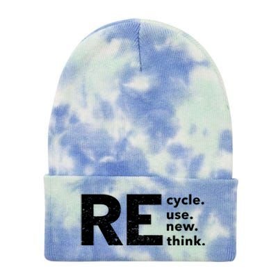 Environmental Activism Recycle Reuse Renew Rethink Crisis Tie Dye 12in Knit Beanie