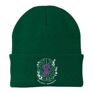 Epilepsy Awareness Ribbon Purple Epilepsy Brain Grahpic Knit Cap Winter Beanie