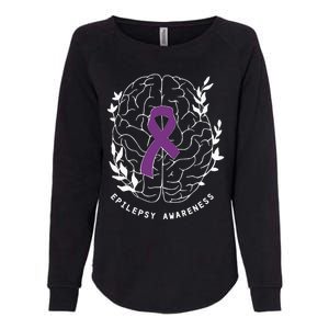 Epilepsy Awareness Ribbon Purple Epilepsy Brain Grahpic Womens California Wash Sweatshirt