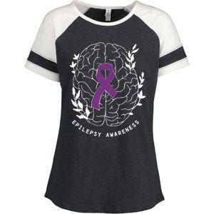 Epilepsy Awareness Ribbon Purple Epilepsy Brain Grahpic Enza Ladies Jersey Colorblock Tee