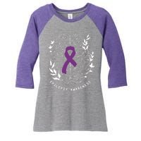 Epilepsy Awareness Ribbon Purple Epilepsy Brain Grahpic Women's Tri-Blend 3/4-Sleeve Raglan Shirt