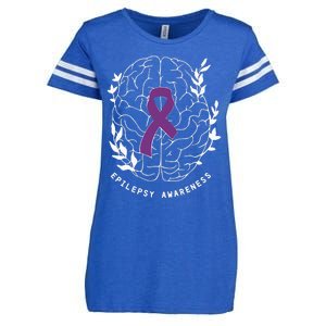 Epilepsy Awareness Ribbon Purple Epilepsy Brain Grahpic Enza Ladies Jersey Football T-Shirt