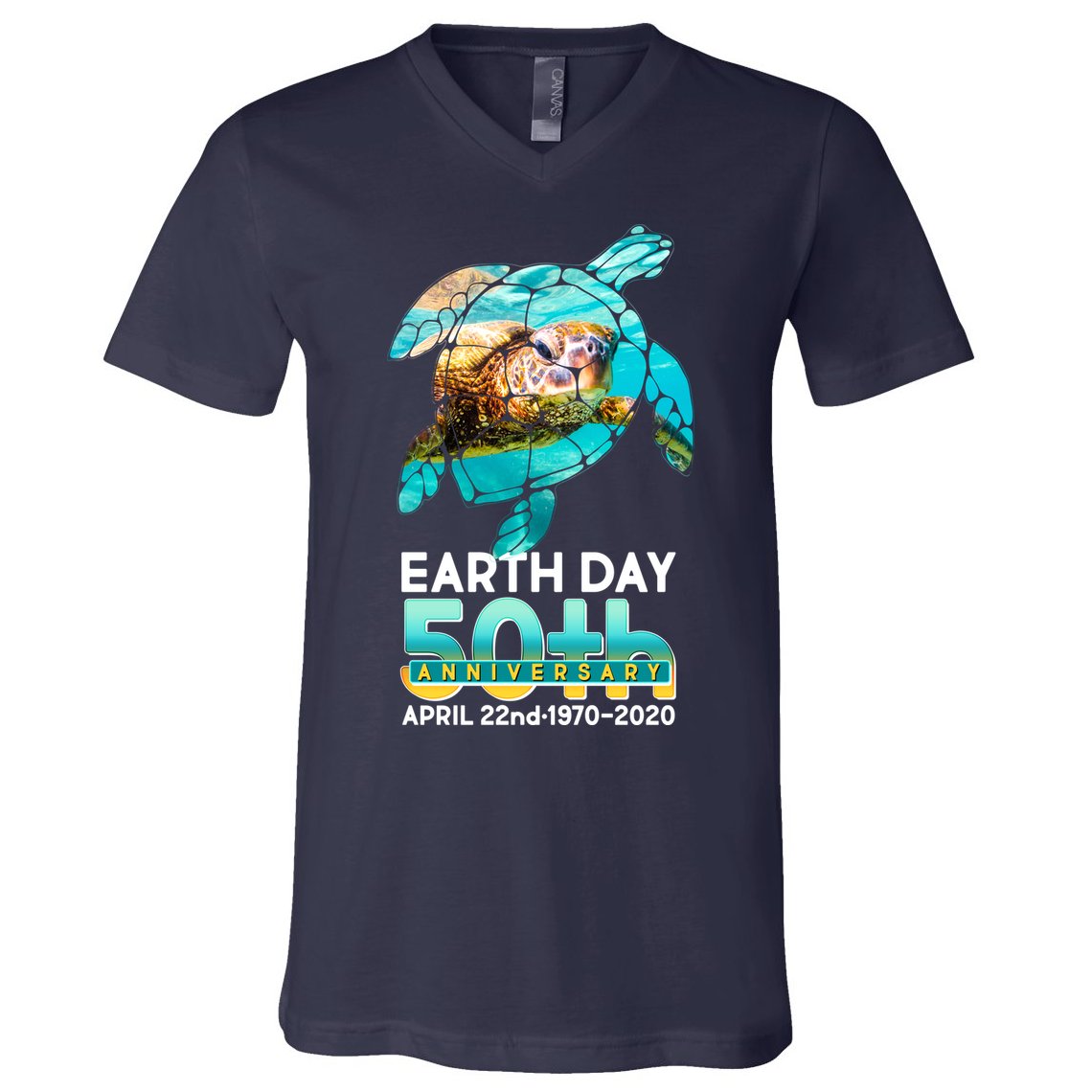 Earth Day 50th Anniversary Turtle V-Neck T-Shirt