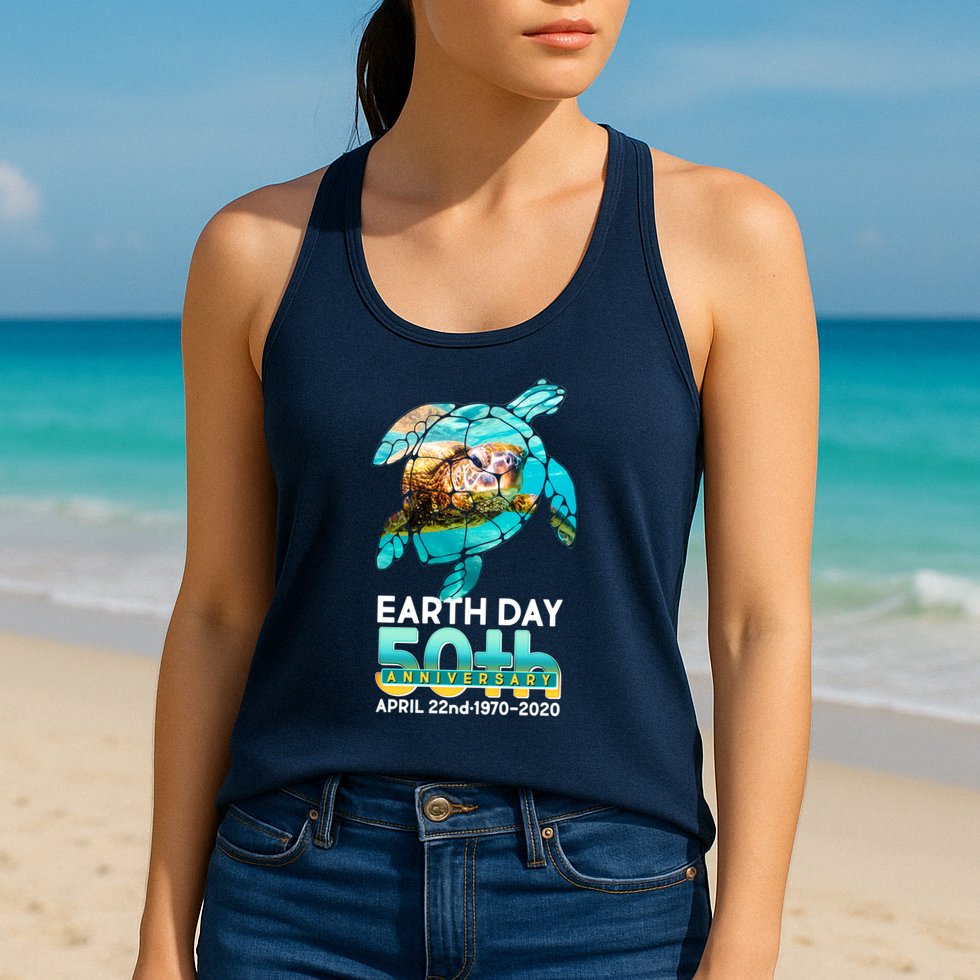 Earth Day 50th Anniversary Turtle Womens Tank Top