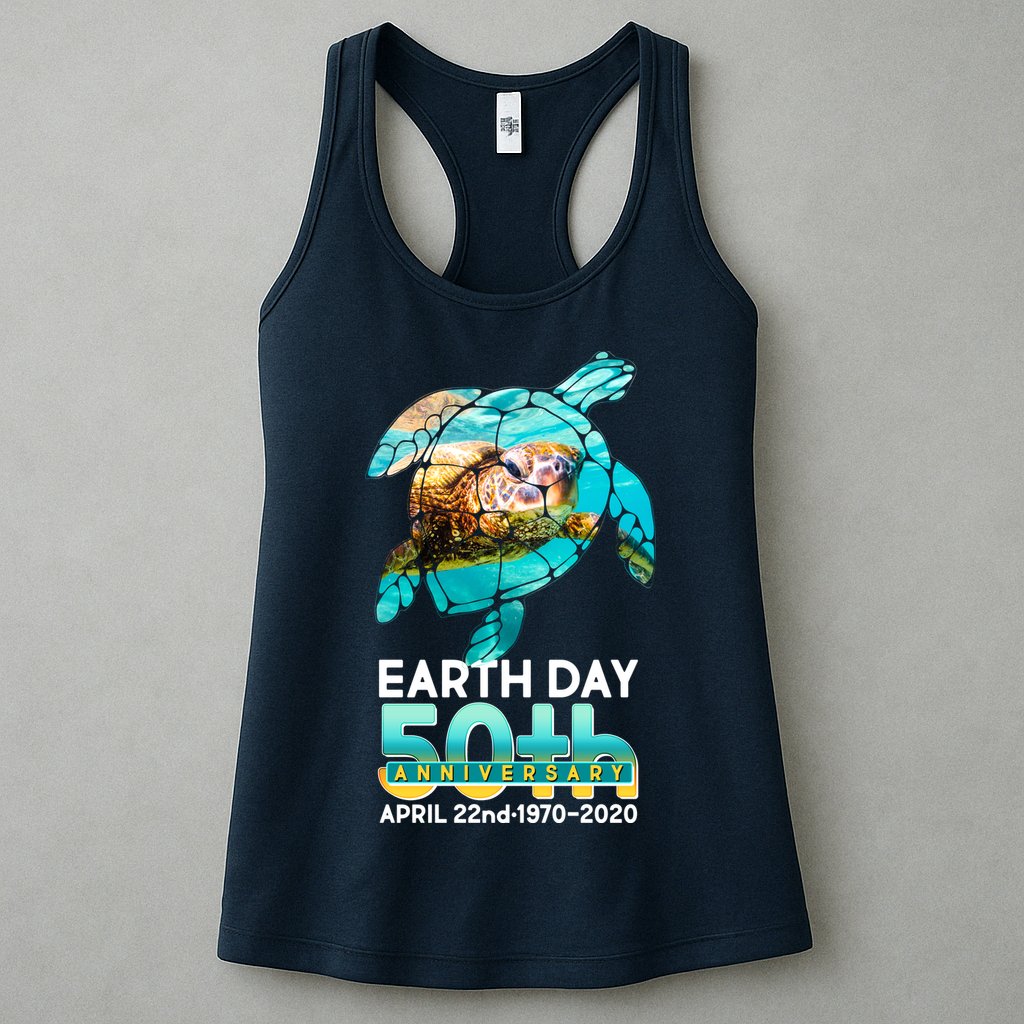 Earth Day 50th Anniversary Turtle Womens Tank Top