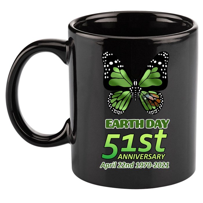 Earth Day 51st Anniversary 2021 Butterfly 11oz C Handle Ceramic Mug
