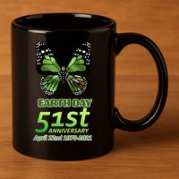 Earth Day 51st Anniversary 2021 Butterfly 11oz C Handle Ceramic Mug