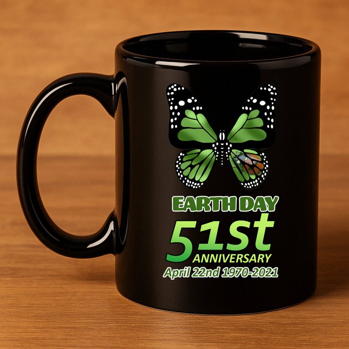 Earth Day 51st Anniversary 2021 Butterfly 11oz C Handle Ceramic Mug