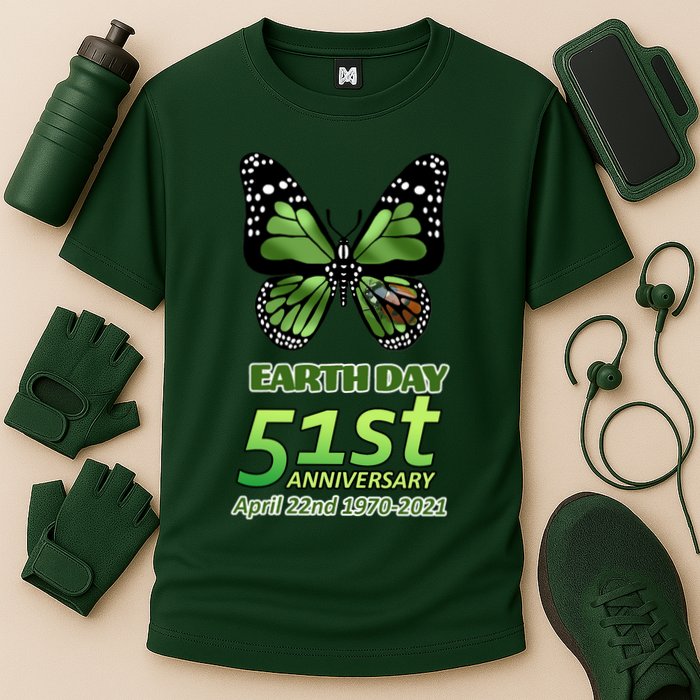 Earth Day 51st Anniversary 2021 Butterfly Cooling Performance Crew T-Shirt