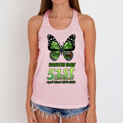 Earth Day 51st Anniversary 2021 Butterfly Women's Knotted Racerback Tank