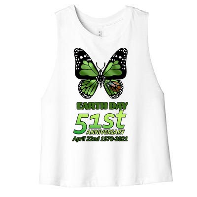 Earth Day 51st Anniversary 2021 Butterfly Women's Racerback Cropped Tank