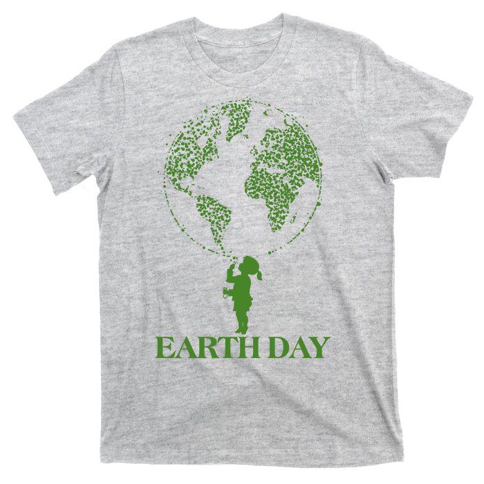 Earth Day Child Blowing Bubbles Earth  T-Shirt