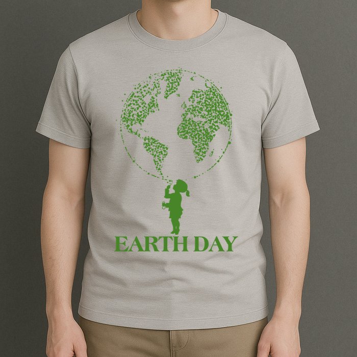 Earth Day Child Blowing Bubbles Earth  T-Shirt