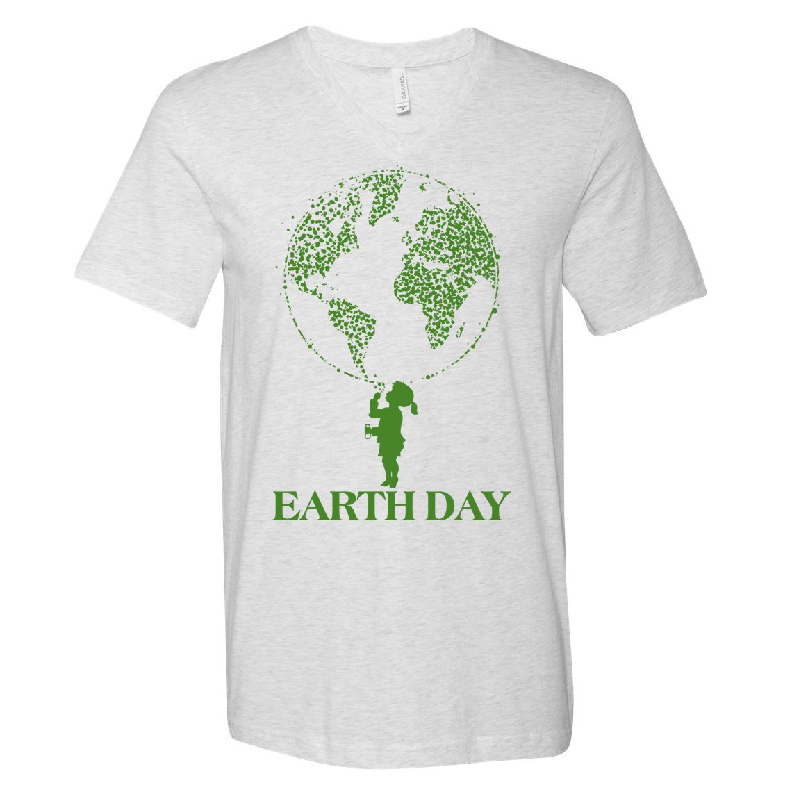 Earth Day Child Blowing Bubbles Earth  V-Neck T-Shirt