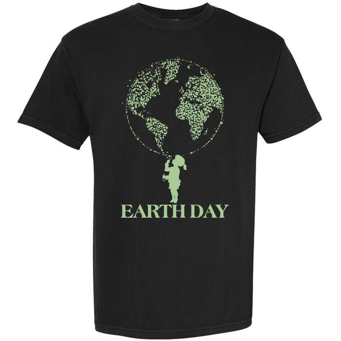 Earth Day Child Blowing Bubbles Earth  Garment-Dyed Heavyweight T-Shirt